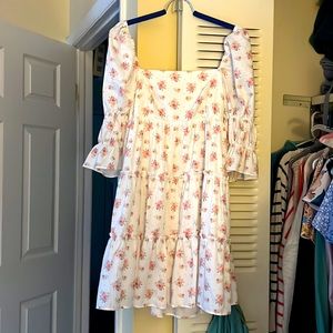 Storia white and pink flowers baby doll dress